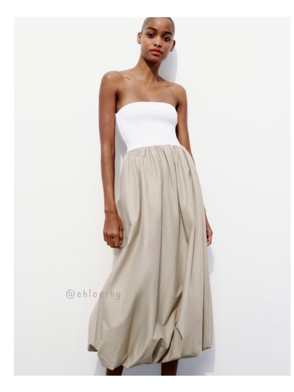 ZARA Iconic Balloon Dress – Strapless Midi – Size L